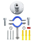 WYSIWYKA 2-pack blue rubber-coated steel pipe clamps for 25–27mm OD pipes; mounting hardware included.