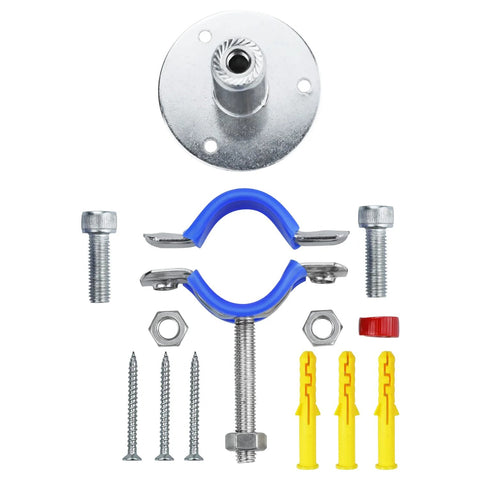 WYSIWYKA 2-pack blue rubber-coated steel pipe clamps for 25–27mm OD pipes; mounting hardware included.