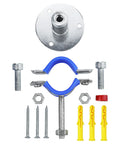 2 Pack Stainless Steel Pipe Clamp Supports With Adjustable Wall Or Ceiling Mounts For 45 To 48 mm OD Pipes Includes Screws And Silicone Pad