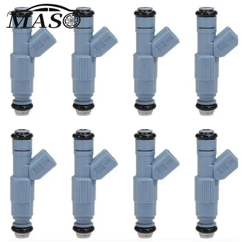 8Pcs Fuel Injectors For 4.7L V8 Engines 2001 2007 Jeep Grand Cherokee Commander Dodge Dakota Durango Ram Gas Saver MPG Boost Smoother Idle Balanced Fuel Delivery 0280155849, blue plastic injectors