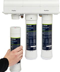 Person replacing RO Membrane Replacement For ECOP30 And Select Kenmore Brita RO Systems, NSF-Certified Stage 2 Filter