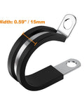 50 Pack Half Inch Cable Clamps 304 Stainless Steel Insulated Hose Clamp Pipe Clamp Wire Clamp with Rubber Cushioned Grip