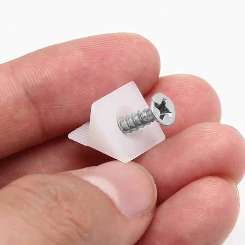Close-up of 50 Pcs Drawer Repair Wedges And Screws Kit For Sagging Drawers Plastic Angle Fasteners Easy Install Durable DIY Fix