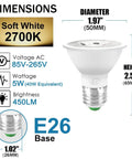 Color Changing PAR16 LED Light Bulbs With Remote Control Dope RGB Colors, 40 Watt Equivalent, E26 Screw In, 12 Color Options dimensions