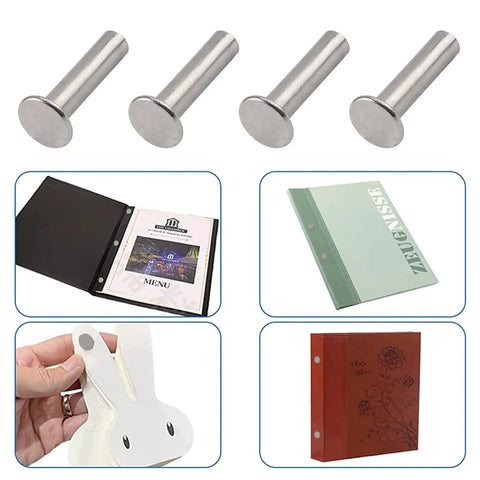 Top Shelf Nickel Plated Chicago Binding Screw Set Of 60 Double Cap Standoff Bolts 5 mm X 20 mm in use with scrapbooks and binders.