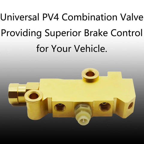 Premium Universal Brass Disc To Disc Brake Proportioning Valve For Classic Trucks Show Rigs And Hot Rods With Hella Smooth Pedal Feel And Slick Bolt Up Swap For Ford Chevy Dodge Build Projects, close-up view of brass valve.