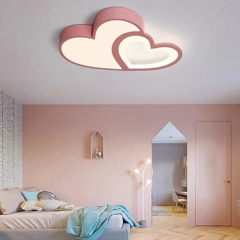 Heart Shaped LED Ceiling Light For Bedroom With Remote, 35W Energy Saving Acrylic Lamp, 55cm Diameter installed