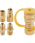 Three Eighths Inch Natural Gas Quick Connect Fittings Kit For Propane Grills And Patio Heaters, brass connectors and plug