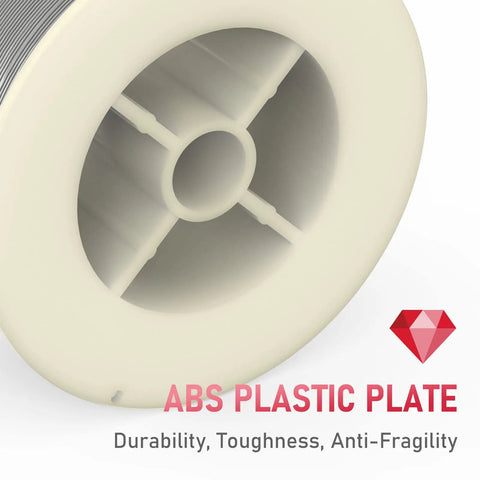 Close-up of ABS plastic reel for Flux Core Gasless MIG Welding Wire E71T GS, mild steel welding spool, durability, toughness.