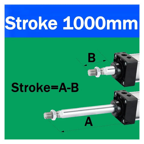 Heavy Duty Double Acting Pneumatic Cylinder Featuring 200MM Bore Hella Reliable Industrial Air Actuator Built Tough For Rigged Workshop Gear And Heavy Loads with 1000mm stroke diagram.