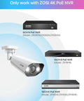 Rock Solid 5MP PoE Outdoor Security Cameras With Slick AI Person And Vehicle Detection Built Hella Tough For Extreme Weather Featuring Quick Ethernet Hookup And Seriously Crisp Video, Zosi camera with NVR options displayed.