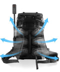 Back view of Go To Travel Camera Backpack With 96Wh Portable Power Station, showing breathable design and magic arm for filming.
