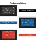Smart Programmable Thermostat With Zone Remote Sensor And C Wire Adapter, Energy Saving, shown in black, blue, and red displays.