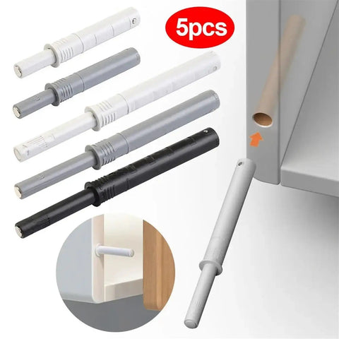 5 Pack Concealed Cabinet Push To Open Rebounders Killing Door Slam Noise For Kitchen Drawers And Furniture Doors Smooth Quiet Touch Release Hardware Easy Install Setup in various colors.