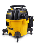 9 Gallon Wet And Dry Shop Vacuum With 5 Peak HP Motor, yellow and black design, built-in blower port, wheels, garage and home use