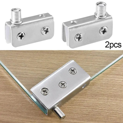 Heavy Duty Stainless Steel Glass Door Hinge With Adjustable Clamp Pivot For Shower Cabinet And Display Case Hardware in brushed finish.