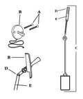Diagram of brass tub drain linkage assembly replacement for trip lever bath drain, adjustable to fourteen and five eighths inches