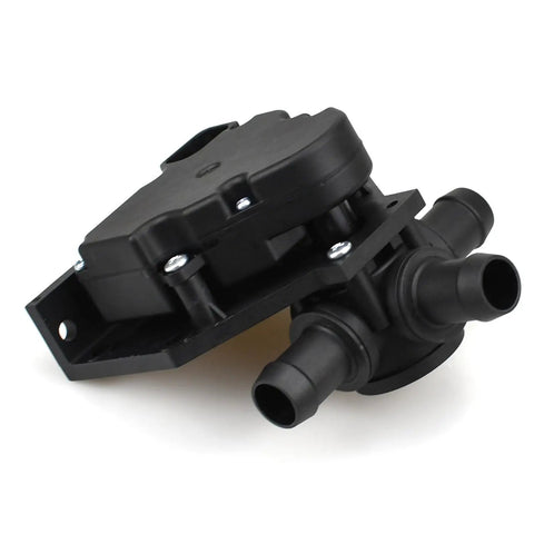 Plug And Play Three Way Electric Coolant Valve Direct Swap For Tesla Model S 2012 Through 2021, black plastic construction.
