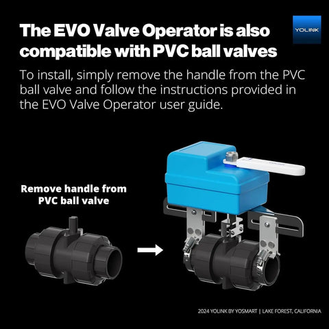 EVO Valve Operator for Smart Water Leak Detection And Shutoff Starter Kit with PVC ball valve compatibility