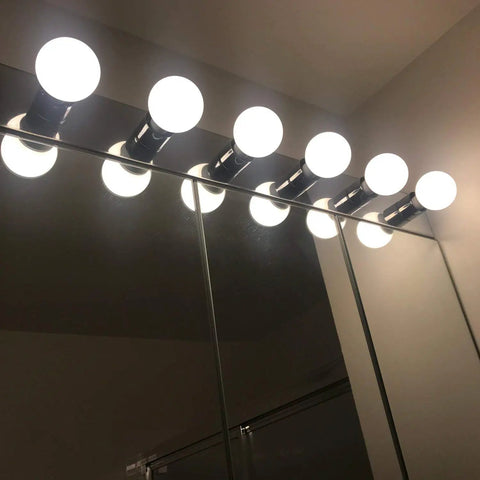 G25 LED Vanity Bulbs 450 Lumens 2700K Soft White Light Non Dimmable 40 Watt Equivalent in bathroom mirror setup