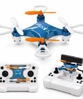 Beginner Friendly Mini Drone for Easy Carry and Stable Hover with Altitude Hold, shown with controller, blue and white design