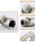 Universal Shower Head Flow Restrictor With G One Half Inch Adapter One Handed Non Slip Lever For Easy Flow Control Fits Most Shower Heads Brushed Nickel Finish, brushed nickel brass body