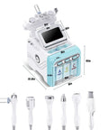 6 In 1 Facial Machine For At Home Spa Grade Skin Care Device with six handles shown, dimensions labeled, on white background.
