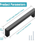 6 Pack Matte Black Stainless Steel Kitchen Cabinet Door Handles With Five Inch Center To Center Spacing product dimensions diagram
