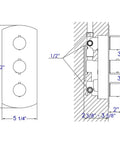 Detailed diagram of HomeStock Modern Thermostatic Shower System with Separate Temperature & Pressure Controls, Matte Black Finish dimensions.