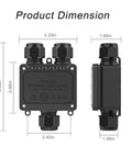 Rugged Outdoor IP68 Waterproof Three Way M25 Junction Box For Underground Coaxial Cables with product dimensions labeled.