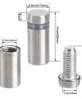 Pro Grade Stainless Steel 60 Pcs Standoff Screws Half Inch By One Inch Mounting Hardware with dimensions, top view.