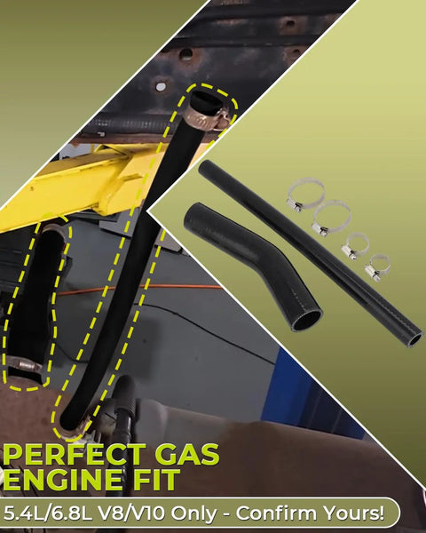 Complete Fuel Tank Fill Neck And Vent Hose Kit For Ford Excursion 2000 To 2005 Gas V8 Or V10 Engine Replacement with hoses and clamps