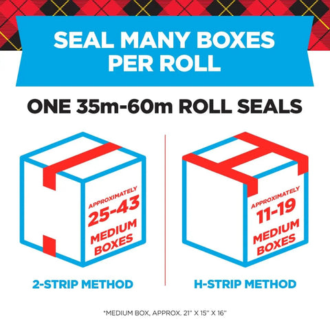 Image showing box sealing methods using Heavy Duty Clear Packing Tape That Sticks Like Crazy 1.88 Inch By 65.6 Yards With Industrial Strength Adhesive.