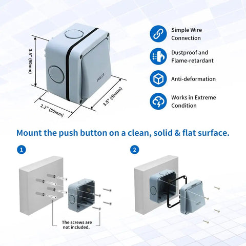 Installation guide for Weatherproof Wall Push Button Release Switch for Outdoor Gate Opener, Access Control and Doorbell Systems