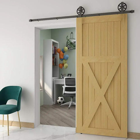Heavy Duty 120 Inch Sliding Barn Door Hardware Track Kit With Tough Steel Build And Silky Smooth Wheels For Single Room Divider Farmhouse Garage DIY Project