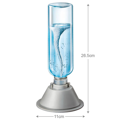KidzLabs Tornado Maker Kit For Kids - Hands-On Weather Experiment with a tornado in a 26.5cm tall bottle on a gray stand.