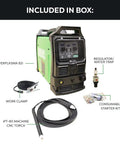 Heavy Duty 80 Amp Cnc Plasma Cutter With Ptm Machine Torch And Blowback Ignition For Painted Or Rusted Metals Includes 24 Foot Cable With Euro Quick Connect components displayed including plasma cutter, torch, and accessories.