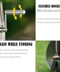 Heavy Duty Wall Mount Garden Hose Reel With Removable Hose Box For Outdoor Yard Tidying Quick Rewind Storage Up To 131 Feet showing flexible rocker and drainage feature.