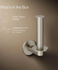 Vertical Toilet Paper Holder In Brushed Nickel Finish For Easy Refill And Modern Bathroom Coordination Part Of Components Collection With Durable Steel Mount And Slim Wall Post, installation kit visible