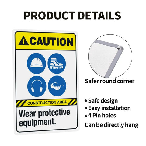 Gear Up Safety Sign Wear Protective Equipment Warning Sign For PPE Gear At The Job Site with caution symbols and text, aluminum