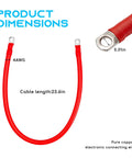 Heavy Duty 4 AWG Battery Cable 24 Inch Red Tinned Copper Auto Wire With 5 16 Lug Terminals, showing dimensions and design.