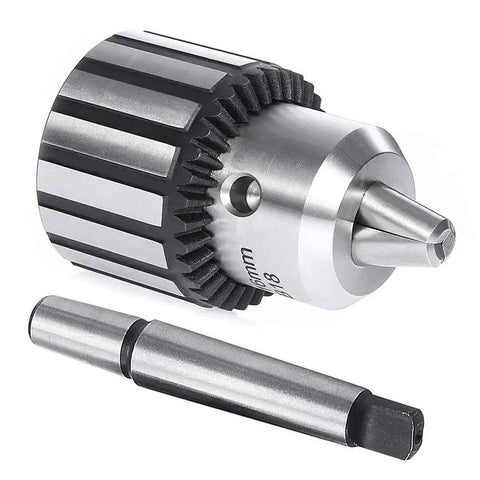 Top Shelf Heavy Duty 5/8 Inch Drill Chuck Kit Featuring K32 Tightening Key And Mt2 Taper Arbor forged steel chuck and key for precision tools.