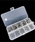 Metric Hex Socket Head and Headless Screws Assortment Kit With Internal Cup Point Set visible in organized plastic case compartments