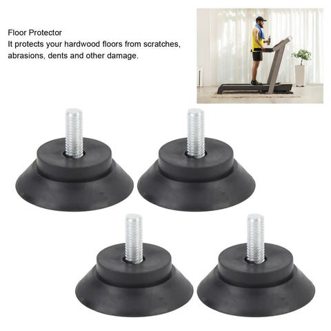 4 Pack Rubber Feet With Screw Mount Anti Slip Suction Cup Grips for furniture and gym equipment, floor protection shown