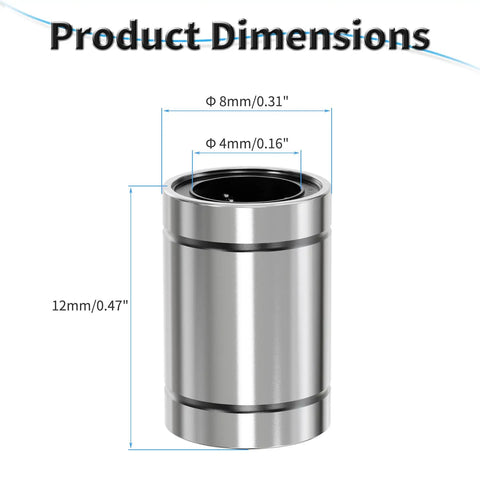 LM4UU Linear Ball Bearings 4Mm ID 8Mm OD 12Mm Length With Double Seal dimensions diagram