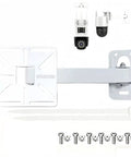 Universal CCTV Wall Mount Bracket for Dome and PTZ Cameras, white finish with mounting plate, screws, and cable ties