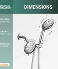 2 In 1 All In One Dual Shower Head System With Rainfall And Handheld Spray, 59 Inch Stainless Steel Hose, 1.8 GPM Water Saving Chrome Shower Combo