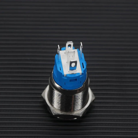 Stainless Steel Auto Reset Push Button Switch With White LED Ring Self Locking IP66 Waterproof Anti Rust Heavy Duty Industrial Control Starter Relay And Automotive Power Equipment, 16mm