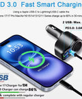 All In One USB C Car Charger With 168W Power, Dual 12V and 24V Cigarette Lighter Socket Splitter, charging iPhone 17