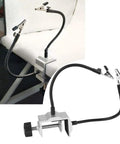 Beefy Flexible Metal Arm Soldering Clamp With Adjustable Multi Angle Stand for Electronics PCB DIY Projects, 9.84 inch arm, attached to desk
